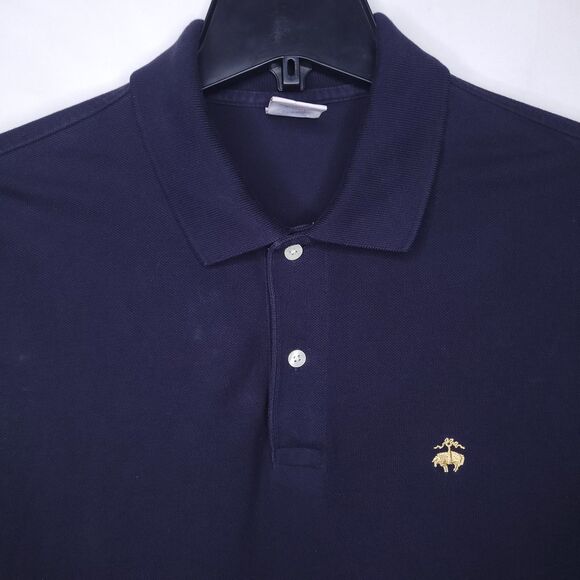 Brooks Brothers Polo Shirt Mens Medium Navy Gold Sheep Performance - Picture 1 of 11